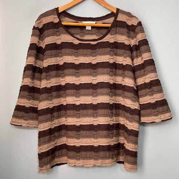 Christopher & Banks Size Petite XL Brown Ombre Stripe Knit Top Boho Goblincore - Picture 1 of 9